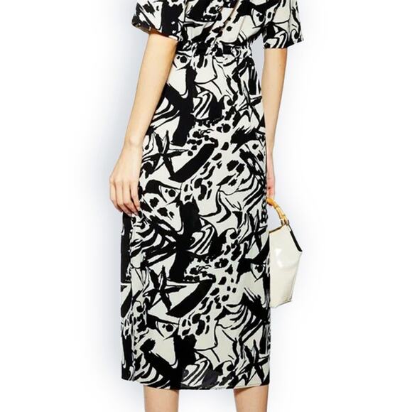 TOPSHOP Printed Collared Midi Dress Size 8 - Picture 7 of 12